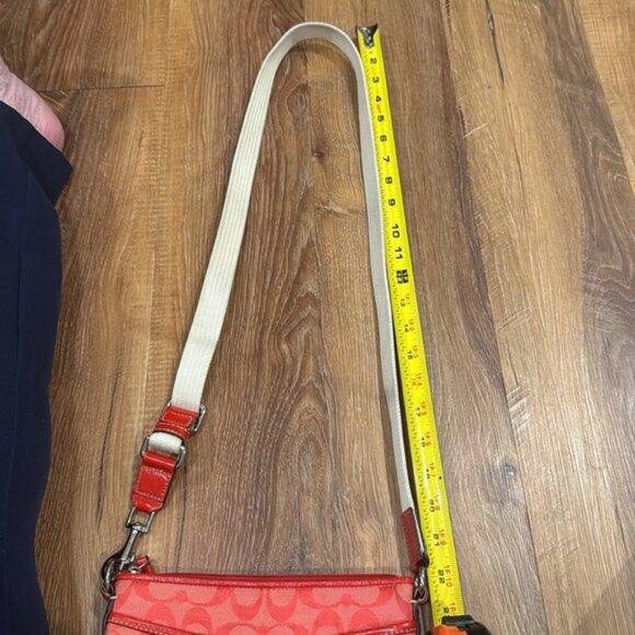 Coach Cherry Red Signature Swing Pleated F42835 Crossbody/Shoulder/Waist Bag NWT - Picture 15 of 16